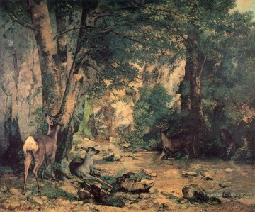  gustav - Una maraña de ciervos en el arroyo de Plaisir Fountaine Realismo Bosque de Gustave Courbet